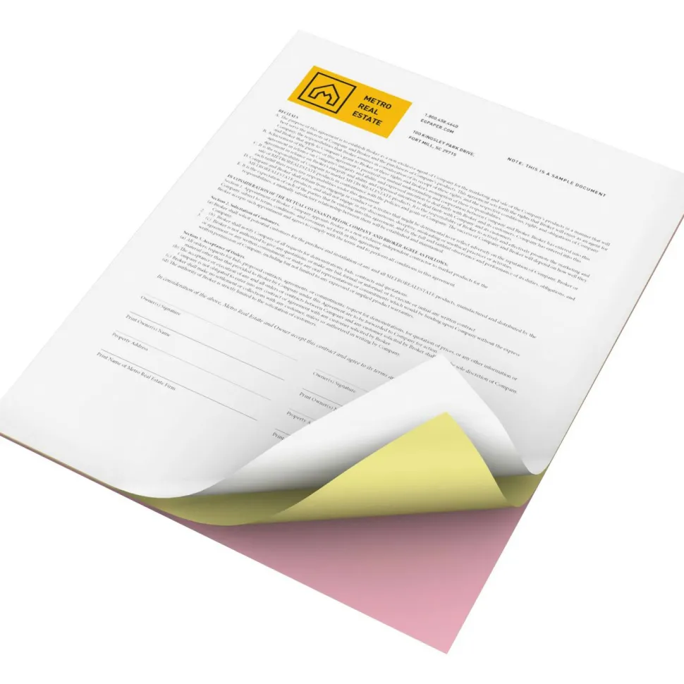 Xerox Revolution Premium Digital Carbonless Laser Paper, White/Canary/Pink, Letter (8 1/2" x 11"), 20 Lb, 92 Brightness, 1670 Total, 167 Sets/Ream