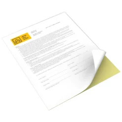 Xerox Revolution Premium Digital Carbonless Laser Paper, White/Canary, Letter (8 1/2" x 11"), 20 Lb, 92 Brightness, 250 Set/Ream, 10 Reams, 2500 Total