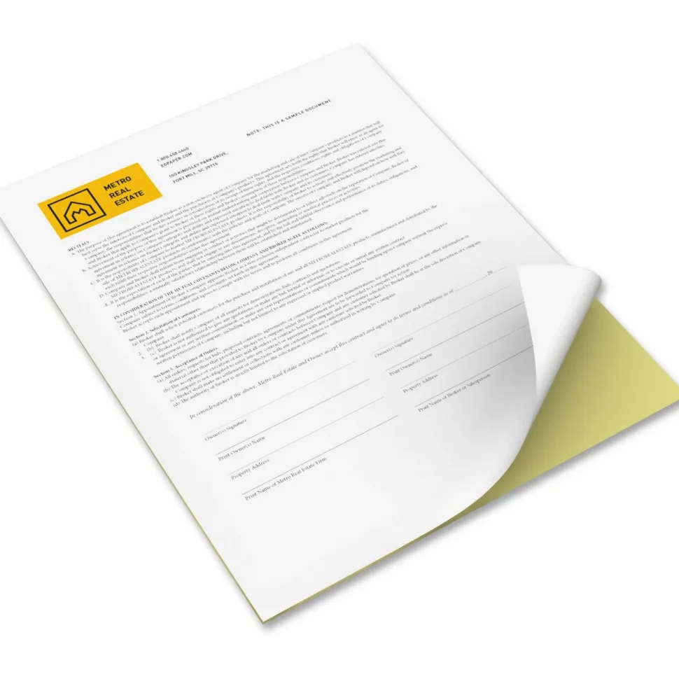 Xerox Revolution Premium Digital Carbonless Laser Paper, White/Canary, Letter (8 1/2" x 11"), 20 Lb, 92 Brightness, 250 Set/Ream, 10 Reams, 2500 Total