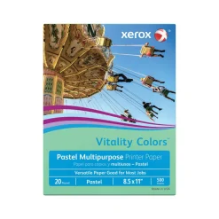 Xerox Vitality Colors Multi-Use Printer & Copy Paper, 1 Ream, Green, Letter (8.5" x 11"), 500 Sheets Per Ream, 20 Lb, 30% Recycled