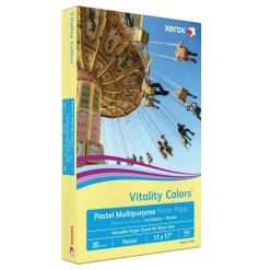 Xerox Vitality Colors Multi-Use Printer & Copy Paper, 1 Ream, Yellow, Ledger (11" x 17"), 500 Sheets Per Ream, 20 Lb, 30% Recycled