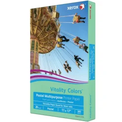 Xerox Vitality Colors Multi-Use Printer & Copy Paper, 1 Ream, Green, Ledger (11" x 17"), 500 Sheets Per Ream, 20 Lb, 30% Recycled