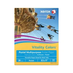 Xerox Vitality Colors Multi-Use Printer & Copy Paper, 1 Ream, Goldenrod, Letter (8.5" x 11"), 500 Sheets Per Ream, 20 Lb, 30% Recycled