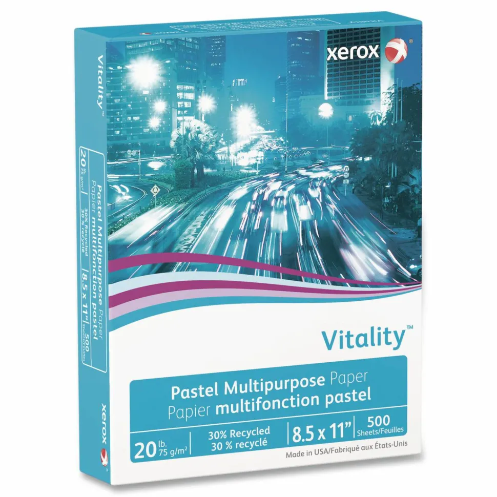 Xerox Vitality Colors Multi-Use Printer & Copy Paper, 1 Ream, Goldenrod, Letter (8.5" x 11"), 500 Sheets Per Ream, 20 Lb, 30% Recycled