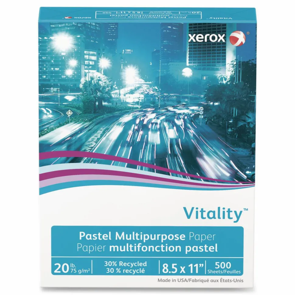 Xerox Vitality Colors Multi-Use Printer & Copy Paper, 1 Ream, Goldenrod, Letter (8.5" x 11"), 500 Sheets Per Ream, 20 Lb, 30% Recycled
