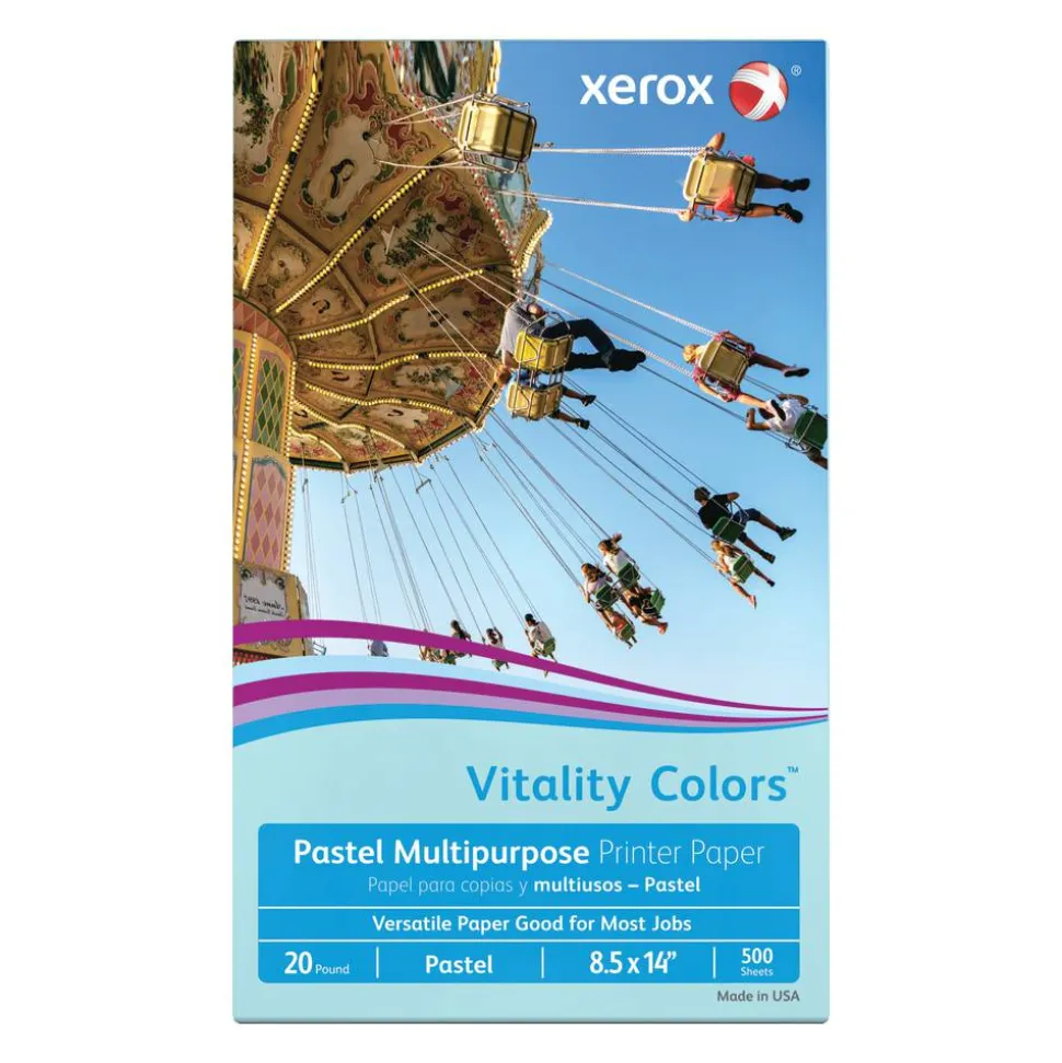 Xerox Vitality Colors Multi-Use Printer & Copy Paper, 1 Ream, Blue, Legal (8.5" x 14"), 500 Sheets Per Ream, 20 Lb, 30% Recycled