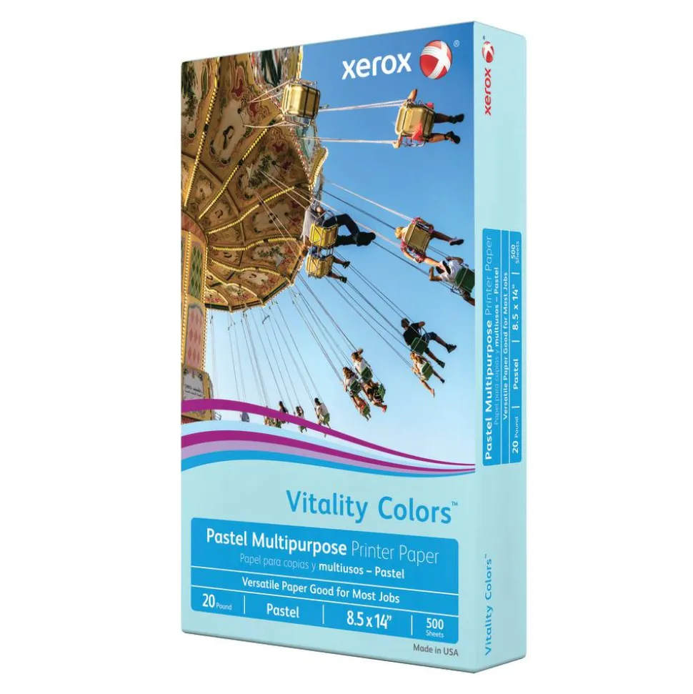 Xerox Vitality Colors Multi-Use Printer & Copy Paper, 1 Ream, Blue, Legal (8.5" x 14"), 500 Sheets Per Ream, 20 Lb, 30% Recycled