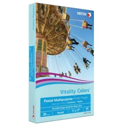Xerox Vitality Colors Multi-Use Printer & Copy Paper, 1 Ream, Blue, Ledger (11" x 17"), 500 Sheets Per Ream, 20 Lb, 30% Recycled