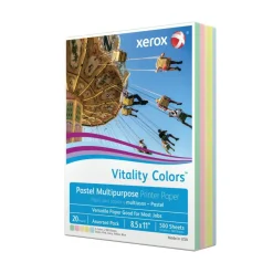 Xerox Vitality Colors Multi-Use Printer & Copy Paper, 1 Ream, Assorted Pastels, Letter (8.5" x 11"), 500 Sheets Per Ream, 20 Lb, 30% Recycled