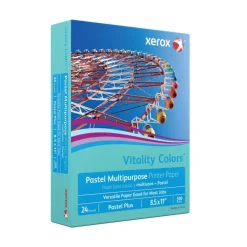 Xerox Vitality Colors Pastel Plus Color Multi-Use Printer & Copy Paper, 1 Ream, Aqua, Letter (8.5" x 11"), 500 Sheets Per Ream, 24 Lb, 30% Recycled