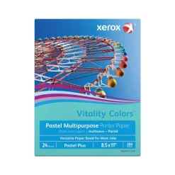 Xerox Vitality Colors Pastel Plus Color Multi-Use Printer & Copy Paper, 1 Ream, Aqua, Letter (8.5