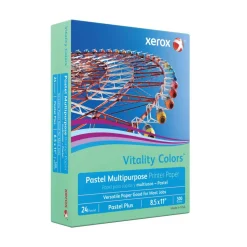 Xerox Vitality Colors Pastel Plus Color Multi-Use Printer & Copy Paper, 1 Ream, Green, Letter (8.5" x 11"), 500 Sheets Per Ream, 24 Lb, 30% Recycled