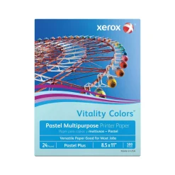 Xerox Vitality Colors Pastel Plus Color Multi-Use Printer & Copy Paper, 1 Ream, Blue, Letter (8.5" x 11"), 500 Sheets Per Ream, 24 Lb, 30% Recycled