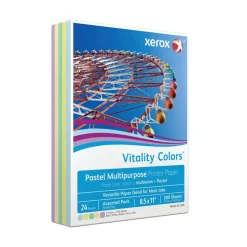 Xerox Vitality Colors Pastel Plus Color Multi-Use Printer & Copy Paper, 1 Ream, Assorted, Letter (8.5
