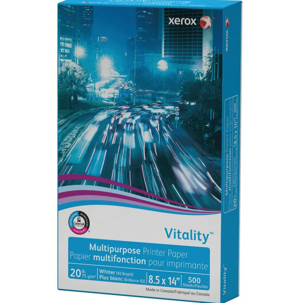 Xerox Vitality Multi-Use Printer & Copy Paper, White, Legal (8.5" x 14"), 500 Sheets Per Ream, 20 Lb, 92 Brightness, FSC Certified