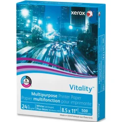 Xerox Vitality Multi-Use Printer & Copy Paper, White, Letter (8.5" x 11"), 5000 Sheets Per Case, 24 Lb, 92 Brightness, FSC Certified