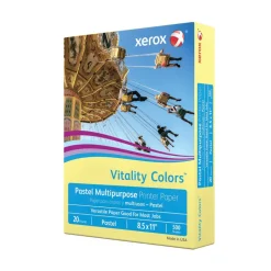 Xerox Vitality Pastel Color Multi-Use Printer & Copy Paper, 10 Reams, Yellow, Letter Size, 5000 Sheets Per Case, 20 Lb, 30% Recycled - 3R11053-CT