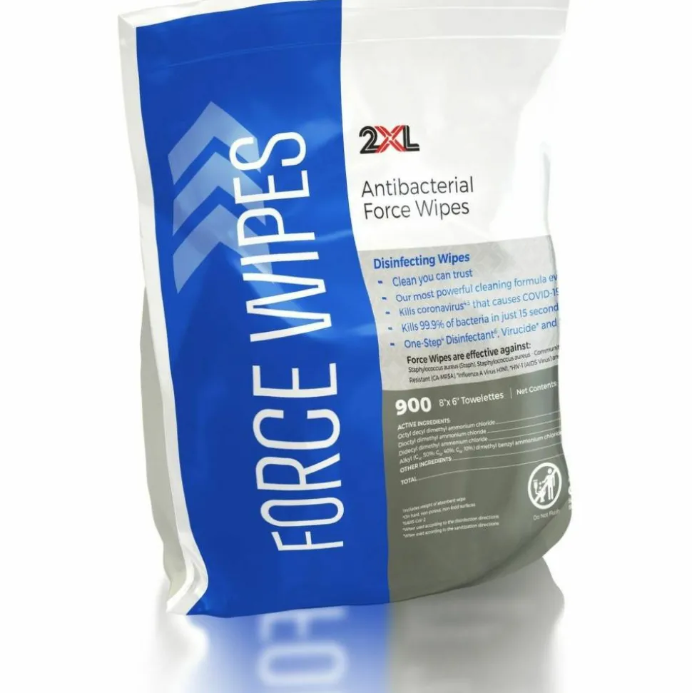 2XL FORCE Disinfecting Wipes Refill, 1-Ply, 6 x 8, Unscented, White, 900/Pack, 4 Packs/Carton