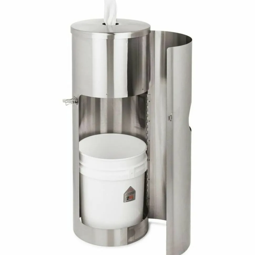 2XL Stainless Steel Stand Wiper Dispenser - Stainless Steel - Stainless Steel - Refillable, Smudge Resistant, Hands-free - 1 Each