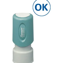 Xstamper Pre-Inked OK Stamp - Message Stamp - OK - 0.63" Impression Diameter - Blue - Recycled - 1 Each