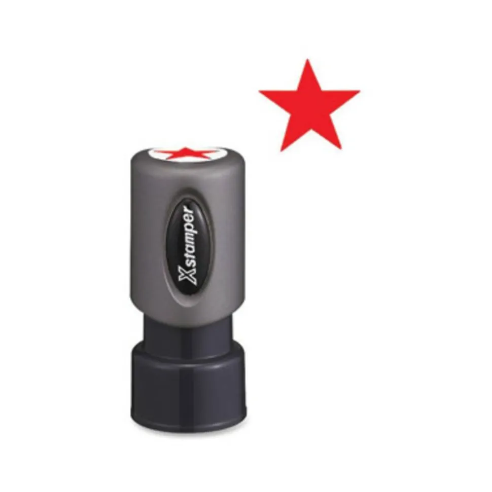 Xstamper Pre-Inked Star Shape Stamp, 65% Recycled, 100000 Impression, Red