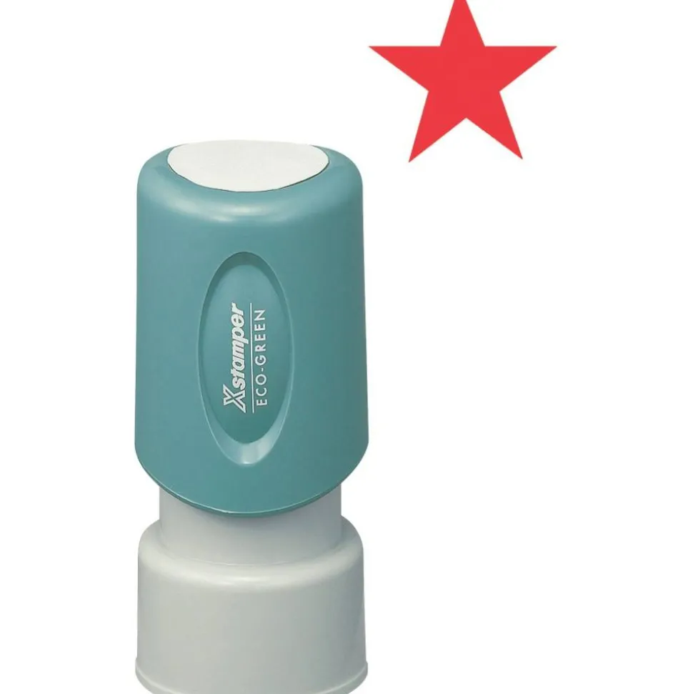Xstamper Pre-Inked Star Shape Stamp, 65% Recycled, 100000 Impression, Red