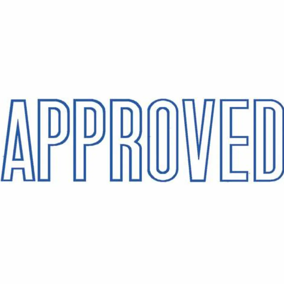 Xstamper One-Color Title Stamp, Pre-Inked, "Approved", Blue