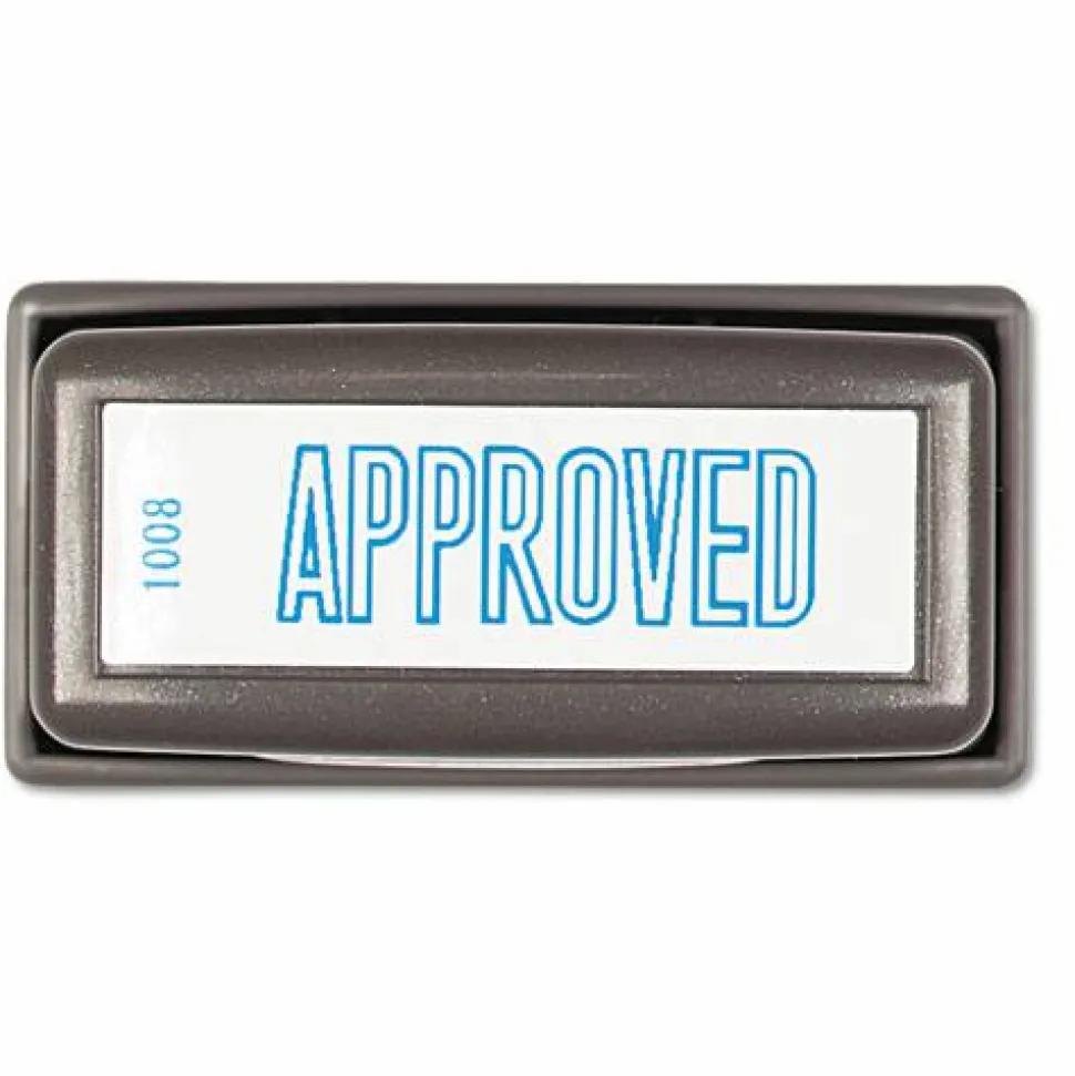 Xstamper One-Color Title Stamp, Pre-Inked, "Approved", Blue