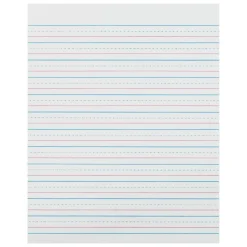 Zaner-Bloser Pacon Broken Midline Sulphite Paper - 500 Sheets - 0.50" Ruled - 8" x 10 1/2" Sheet Size - White Paper - 500 / Ream