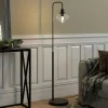 Zariza Arc Floor Lamp with Glass Shade in Blackened Bronze/Clear