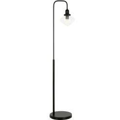 Zariza Arc Floor Lamp with Glass Shade in Blackened Bronze/Clear