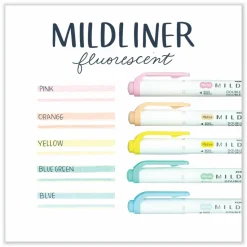 Zebra Mildliner Double Ended Highlighter, Assorted Ink Colors, Bold-Chisel/Fine-Bullet Tips, Assorted Barrel Colors, 5/Pack