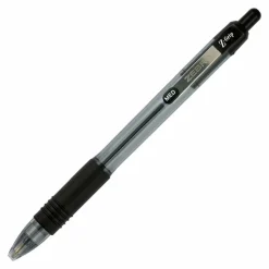 Zebra Pen Z-Grip Retractable Ballpoint Pens, Pack Of 24, Medium Point, 1.0 mm, Clear Barrel, Black Ink