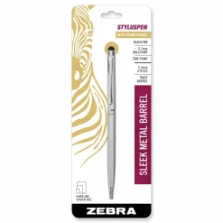 Zebra StylusPen Twist Ballpoint Pen/Stylus, Silver