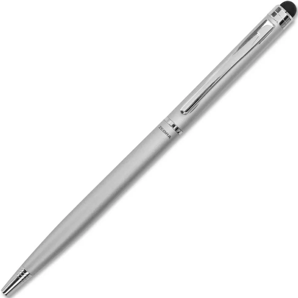 Zebra StylusPen Twist Ballpoint Pen/Stylus, Silver