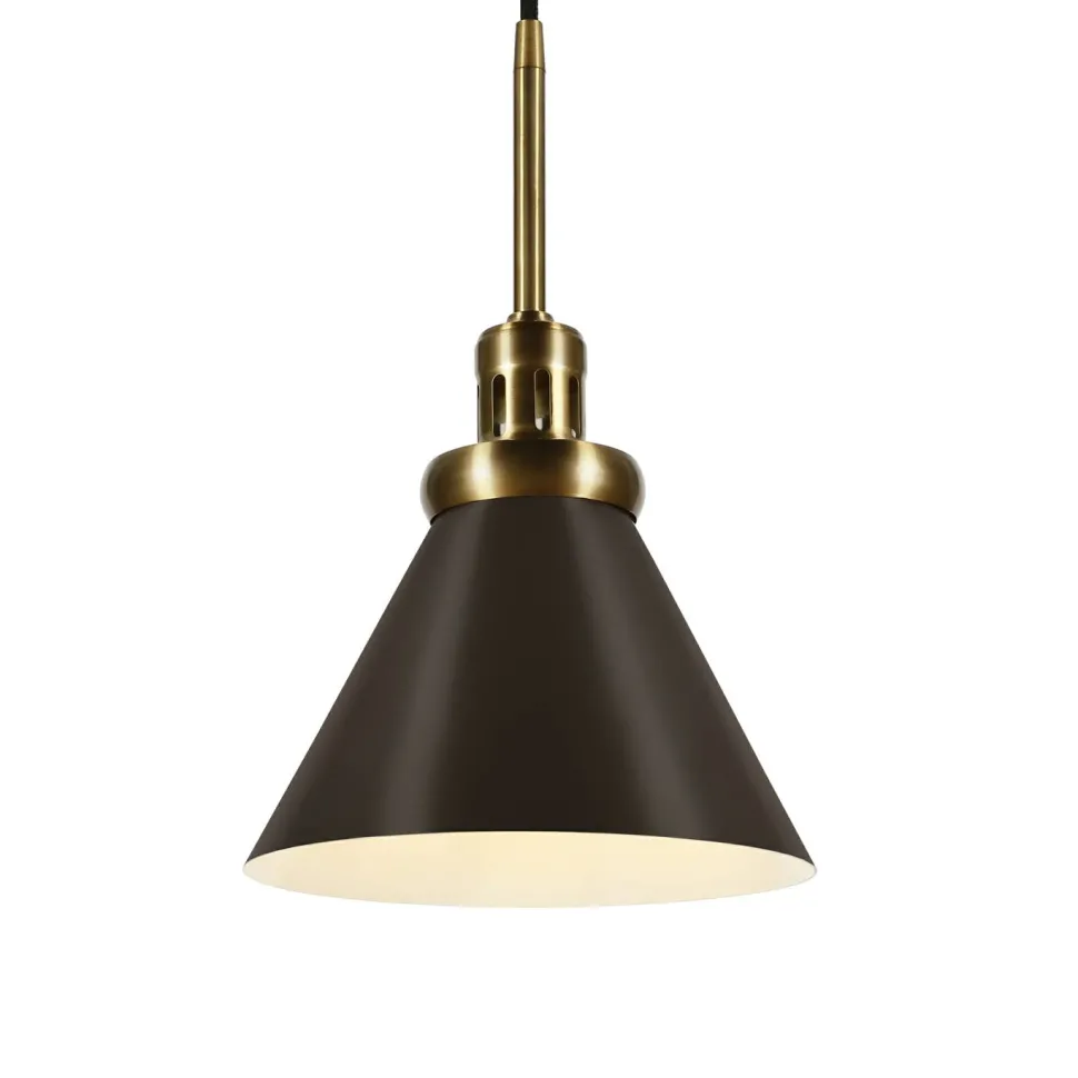 Zeno 8.5" Wide Pendant with Metal Shade in Blackened Bronze/Blackened Bronze