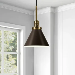 Zeno 8.5" Wide Pendant with Metal Shade in Blackened Bronze/Blackened Bronze