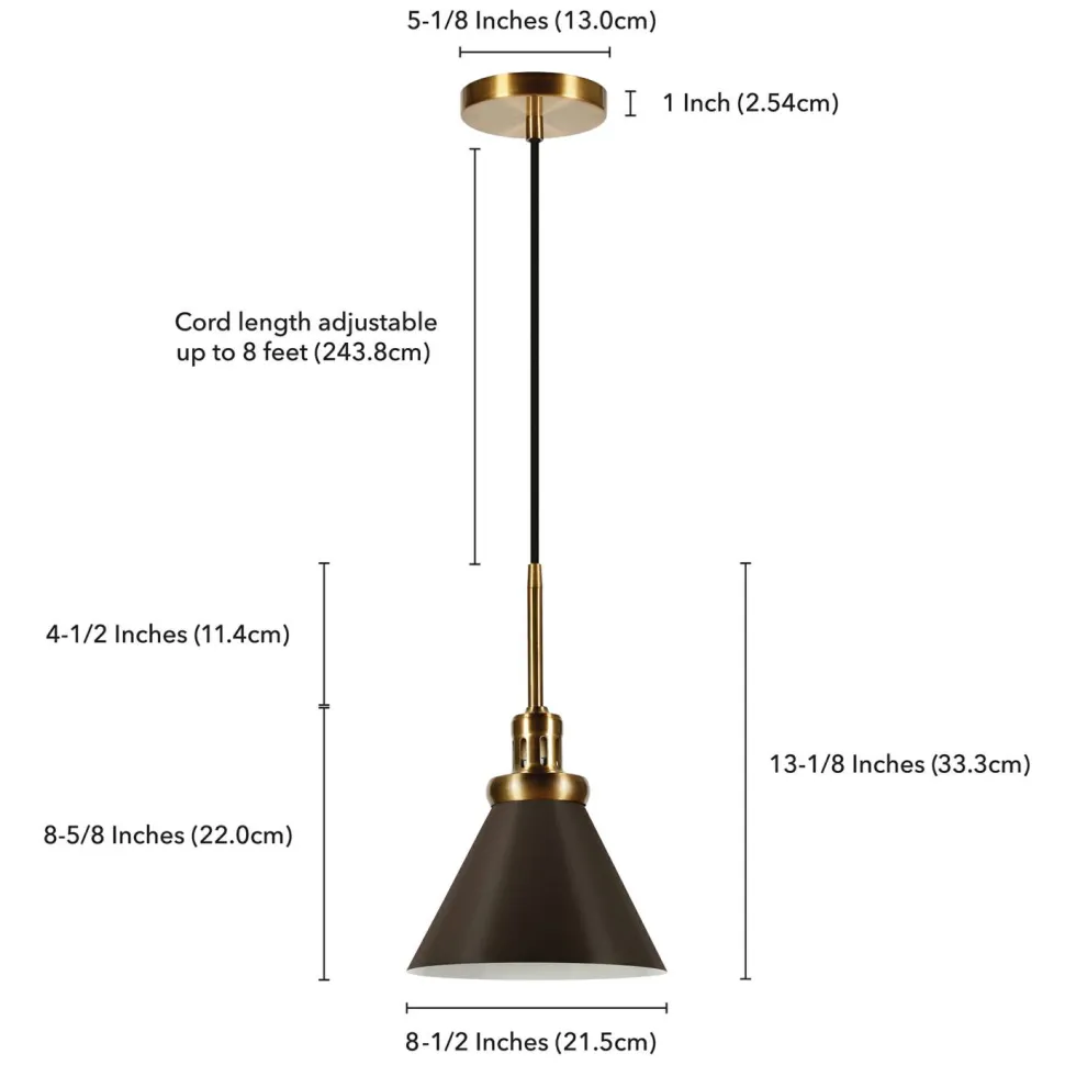Zeno 8.5" Wide Pendant with Metal Shade in Blackened Bronze/Blackened Bronze