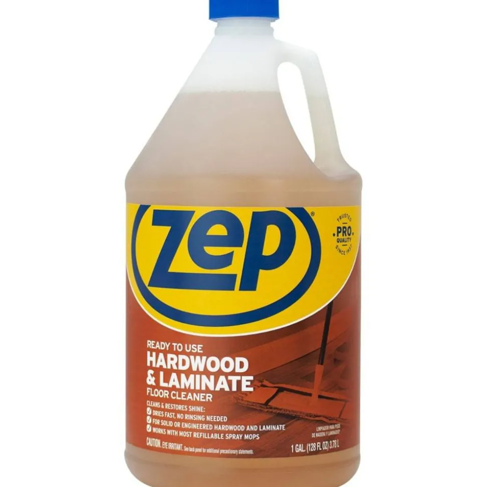 Zep Hardwood & Laminate Floor Cleaner - 128 fl oz (4 quart) - Fresh Scent - Non-sticky - Brown Bottle - 4 / Carton