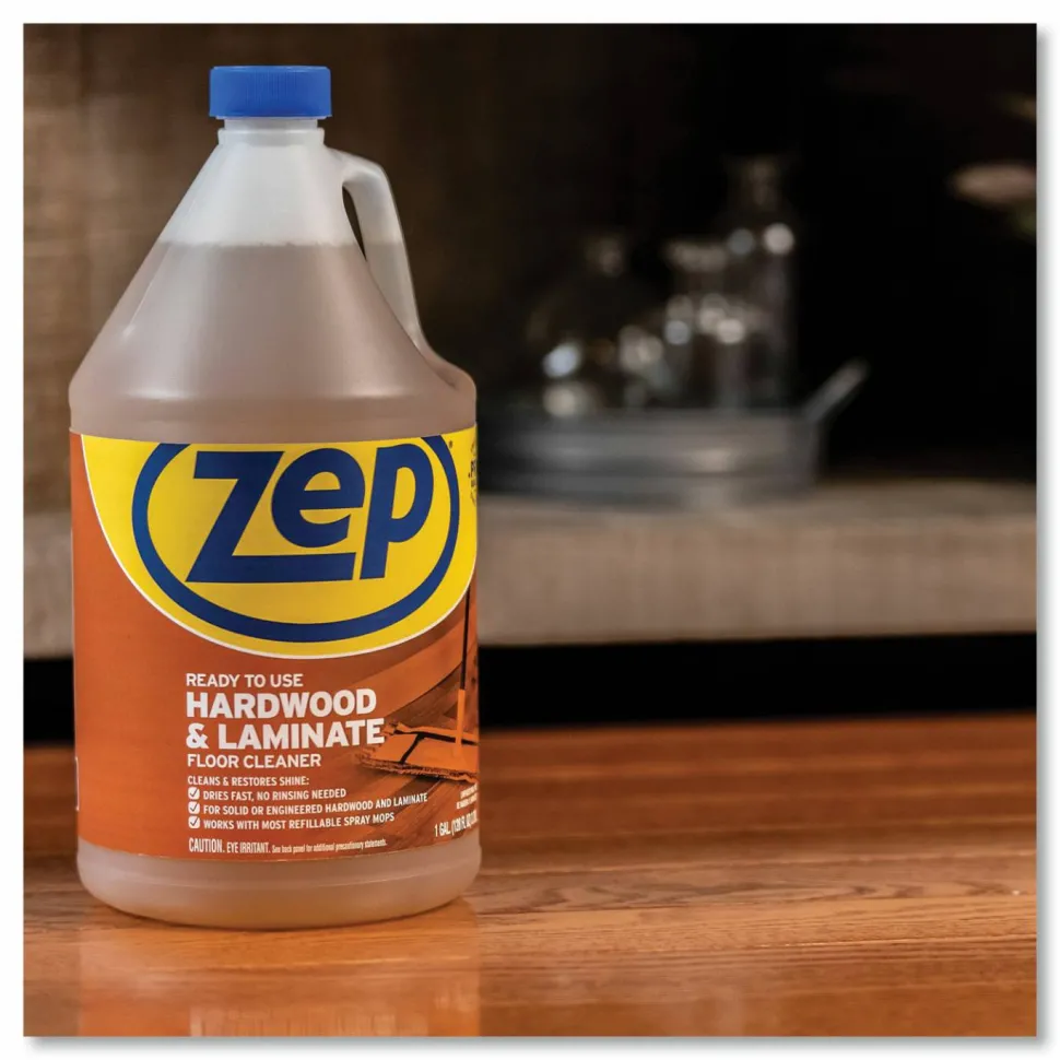 Zep Hardwood & Laminate Floor Cleaner - 128 fl oz (4 quart) - Fresh Scent - Non-sticky - Brown Bottle - 4 / Carton