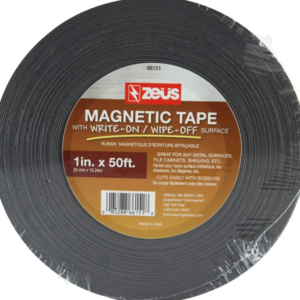 Zeus Magnetic Labeling Tape, 1" x 50', White