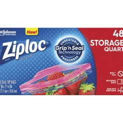 Ziploc Brand Seal Top Quart Storage Bags, 48 Bags