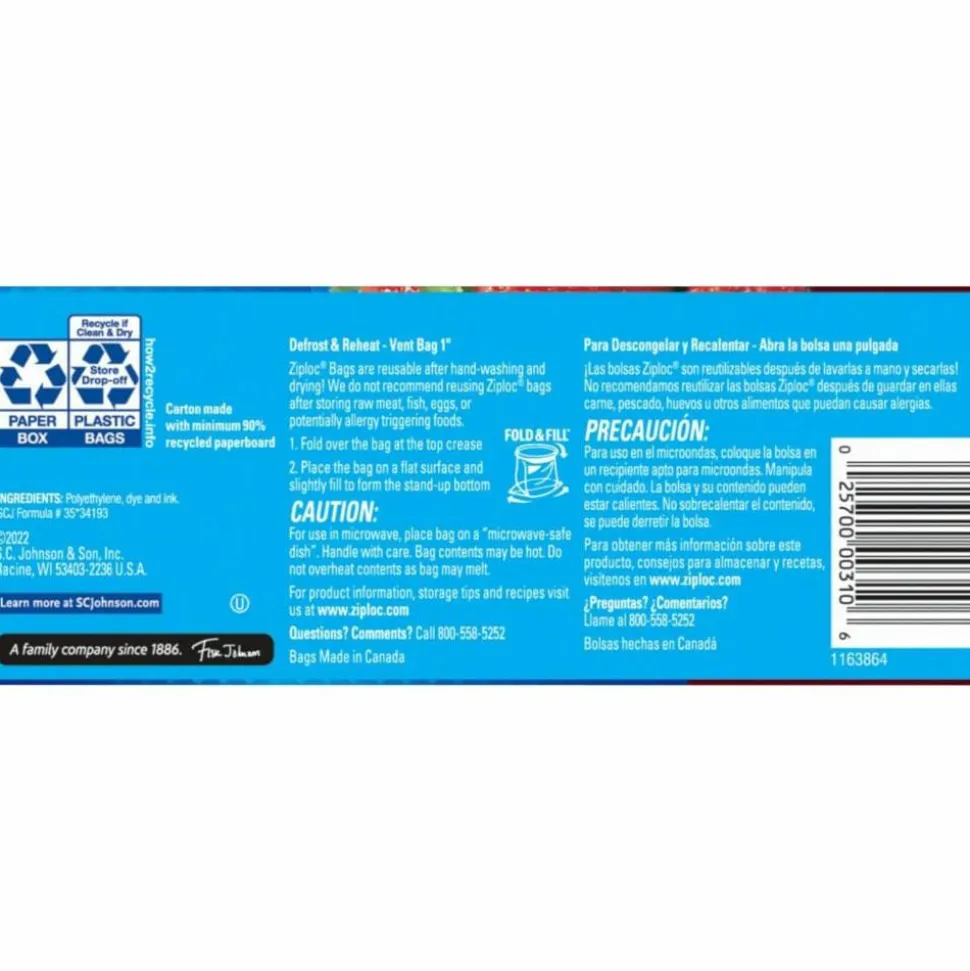 Ziploc Brand Seal Top Quart Storage Bags, 48 Bags