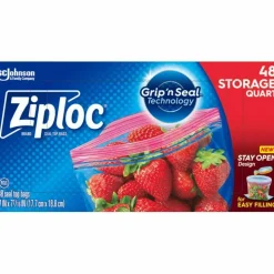 Ziploc Brand Seal Top Quart Storage Bags, 48 Bags