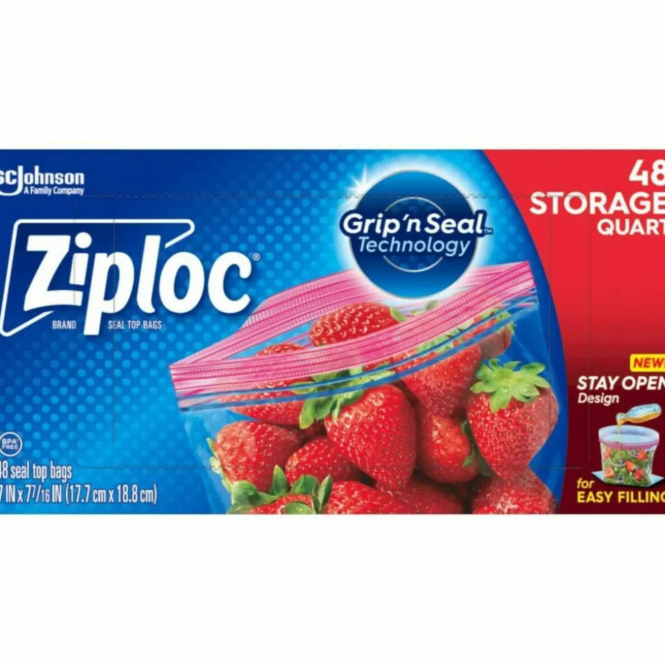 Ziploc Brand Seal Top Quart Storage Bags, 48 Bags