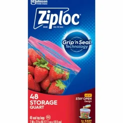 Ziploc Brand Seal Top Quart Storage Bags, 48 Bags