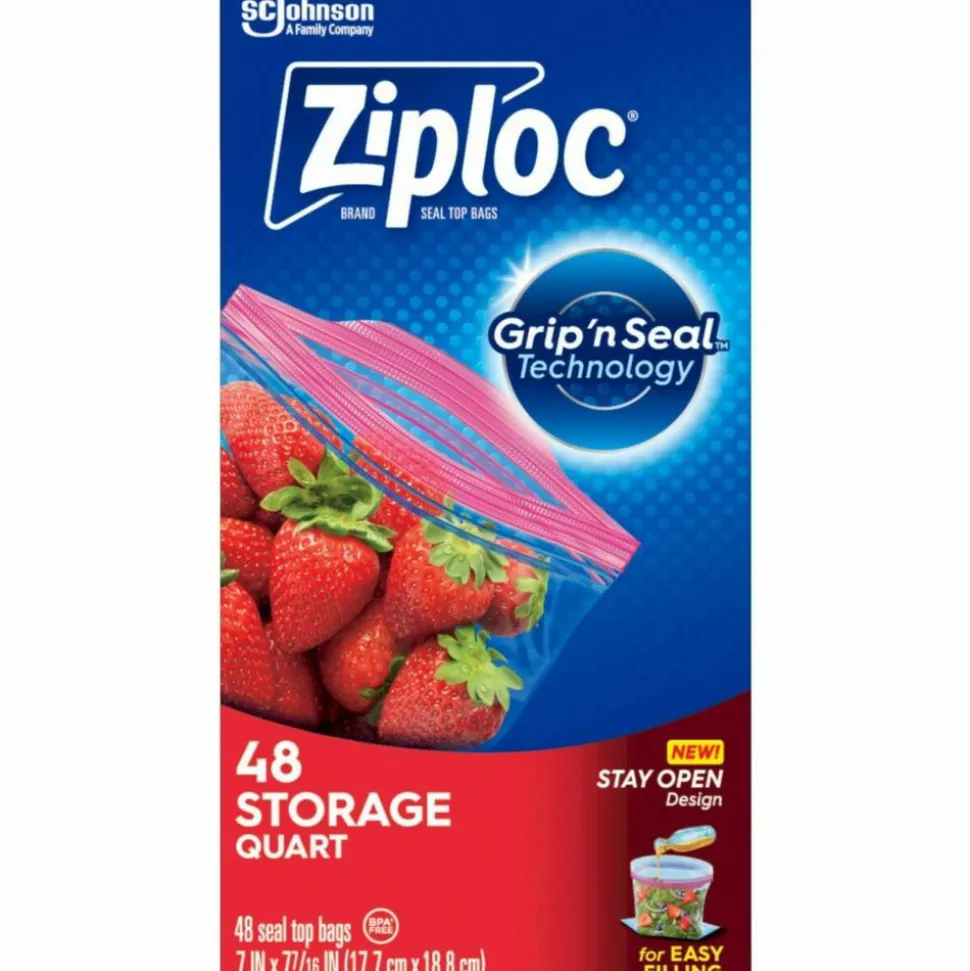 Ziploc Brand Seal Top Quart Storage Bags, 48 Bags