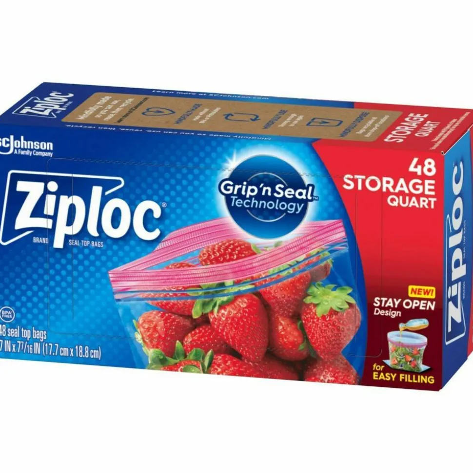 Ziploc Brand Seal Top Quart Storage Bags, 48 Bags