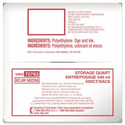 Ziploc Double Zipper Storage Bags, Quart, 7" x 7.75", Clear, 500/Box