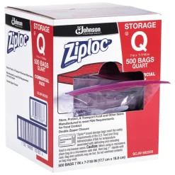 Ziploc Double Zipper Storage Bags, Quart, 7